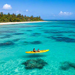 Caribbean Holidays, Cuba Adventure Holidays, A sea-kayaking and snorkelling scene off Cuba&rsquo;s tropical coast, with clear turquoise water, coral reefs and lush green shoreline
