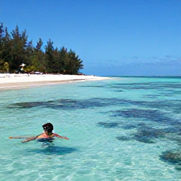 Caribbean Holidays, Cuba Adventure Holidays, A traveller snorkelling in clear turquoise water beside a Cuban beach, with coral reefs and a bright tropical coastline