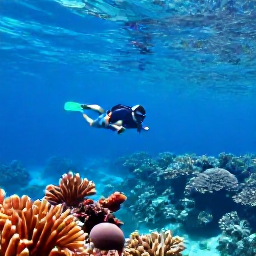 Caribbean Holidays, Cuba Adventure Holidays, Clear turquoise water, coral reef and a snorkeller exploring colourful marine life off the Cuban coast