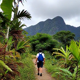 Caribbean Holidays, Cuba Adventure Holidays, Travellers hiking along a forest trail in the Sierra Maestra mountains of Cuba, with tropical vegetation and distant peaks