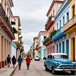Caribbean Holidays, Cuba Adventure Holidays, Travellers walking through the colourful streets of Old Havana beside historic buildings and vintage cars