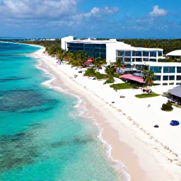 Caribbean Holidays, Cuba All Inclusive, Aerial view of a turquoise Caribbean beach, white sand, palm trees and a comfortable all-inclusive resort in Varadero, Cuba
