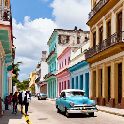 Caribbean Holidays, Cuba Backpacking February, A lively Havana street scene with vintage cars, colourful buildings and travellers exploring the old town in bright daylight