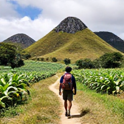 Caribbean Holidays, Cuba Backpacking January, A backpacker hiking through the green Vi&ntilde;ales Valley in Cuba, surrounded by limestone hills, tobacco fields and rural scenery