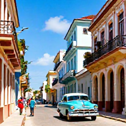 Caribbean Holidays, Cuba Beach Holidays, A colourful street in Old Havana with classic American cars, colonial buildings and people enjoying the warm March weather