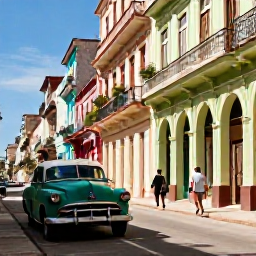 Caribbean Holidays, Cuba Beach Holidays, A couple walking through the colourful streets of Havana in February, with classic vintage cars, colonial buildings and warm sunshine