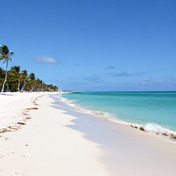 Caribbean Holidays, Cuba Beach Holidays, A wide, quiet Caribbean beach in Cuba in February, with turquoise water, white sand, palm trees and a clear blue sky