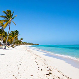 Caribbean Holidays, Cuba Beach Holidays, A wide white-sand beach in Varadero, Cuba, with turquoise water, palm trees and bright April sunshine