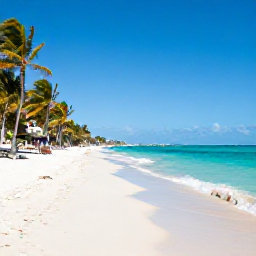 Caribbean Holidays, Cuba Beach Holidays, A wide white-sand beach in Varadero, Cuba, with turquoise water, palm trees and bright sunshine in May