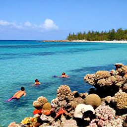 Caribbean Holidays, Cuba Beach Holidays, Travellers snorkelling in clear Caribbean water beside a colourful coral reef near Cuba