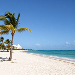 Caribbean Holidays, Cuba Beach Holidays, Wide sandy beach in Varadero, Cuba, with turquoise Caribbean water, palm trees and bright February sunshine