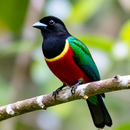 Caribbean Holidays, Cuba Birdwatching February, Close-up of a colourful Cuban trogon perched on a branch in tropical forest
