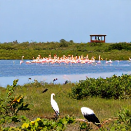 Caribbean Holidays, Cuba Birdwatching February, Large Cuban wetland with flamingos, herons and other waterbirds, viewed from a quiet observation point