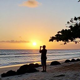 Caribbean Holidays, Cuba Birdwatching February, Relaxed Caribbean evening in Cuba with a birdwatcher watching the sunset near the coast