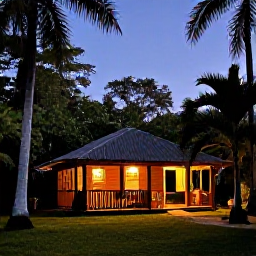 Caribbean Holidays, Cuba Birdwatching, Relaxed evening scene at a Cuban nature lodge, surrounded by tropical greenery after a day of birdwatching