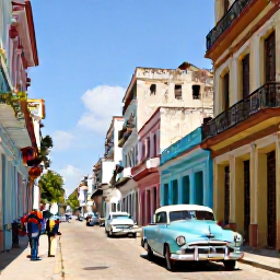 Caribbean Holidays, Cuba Business Class, Sunny Havana street in January with classic American cars, colourful colonial buildings and pedestrians