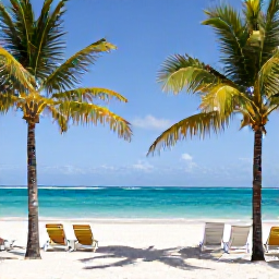 Caribbean Holidays, Cuba Business Class, White sandy beach and turquoise sea in Varadero, Cuba, with sun loungers, palm trees and a peaceful February holiday atmosphere