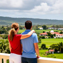 Caribbean Holidays, Cuba Couples Holidays, A couple enjoying a scenic view of green Cuban countryside and colonial Trinidad, Cuba, in September