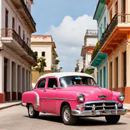Caribbean Holidays, Cuba Couples October, Colourful classic American cars and historic colonial buildings in a sunny Havana street