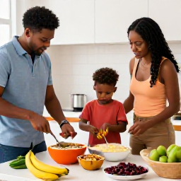 Caribbean Holidays, Cuba Culture Holidays, A Cuban family preparing traditional food in a bright welcoming kitchen, with rice, beans, plantains and fresh tropical ingredients