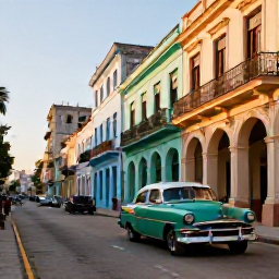 Caribbean Holidays, Cuba December Adventures, Colourful Havana street scene in December with classic American cars, historic Spanish colonial buildings and warm afternoon light