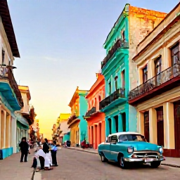 Caribbean Holidays, Cuba December Adventures, Havana at sunset with classic cars, lively streets, colourful buildings and musicians performing outdoors