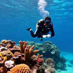 Caribbean Holidays, Cuba Diving April, Scuba diver exploring a colourful coral reef in clear turquoise Cuban water during April