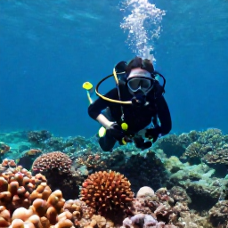 Caribbean Holidays, Cuba Diving December, Scuba diver exploring a colourful coral reef in clear turquoise Caribbean water off Cuba