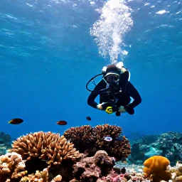 Caribbean Holidays, Cuba Diving December, Scuba diver swimming above healthy coral formations and tropical fish near Cuba's coastline