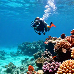 Caribbean Holidays, Cuba Diving February, Clear turquoise Caribbean water over a colourful coral reef near Cuba, with a scuba diver exploring tropical marine life in bright February sunshine