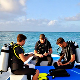 Caribbean Holidays, Cuba Diving February, Friendly scuba diving boat leaving a Cuban tropical coastline on a sunny February morning, with divers preparing their equipment