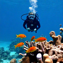 Caribbean Holidays, Cuba Diving June, Divers observing colourful tropical fish, sponges and coral formations on a Cuban reef in bright clear water