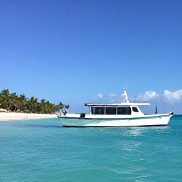 Caribbean Holidays, Cuba Diving October, A friendly dive boat returning to a palm-fringed Cuban coast after a morning scuba trip
