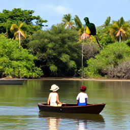 Caribbean Holidays, Cuba Family Holidays, Family enjoying a Cuban wildlife and nature excursion, tropical greenery, colourful birds and calm lagoon
