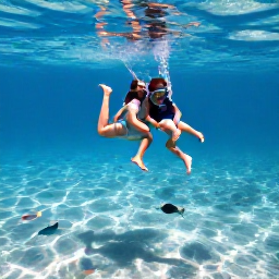 Caribbean Holidays, Cuba Family Holidays, Family enjoying a gentle snorkelling excursion in clear Caribbean water near Cuba, with colourful fish visible below