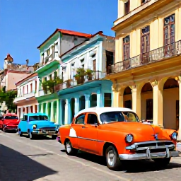 Caribbean Holidays, Cuba Holidays March, Colourful classic American cars and colonial buildings in Old Havana on a sunny March day