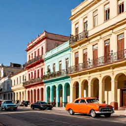 Caribbean Holidays, Cuba Holidays March, Colourful colonial streets of Havana in warm March sunshine, classic American cars and local people enjoying the city