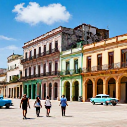 Caribbean Holidays, Cuba Holidays March, Travellers walking through Havana's historic centre, with colourful buildings, balconies, plazas and classic cars