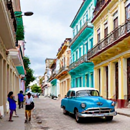 Caribbean Holidays, Cuba Holidays May, Colourful colonial street in Old Havana with classic American cars, balconies and people exploring