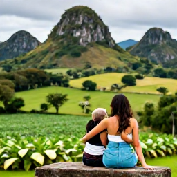 Caribbean Holidays, Cuba Holidays May, Couple enjoying a scenic viewpoint in Vi&ntilde;ales Valley, with tobacco fields, limestone hills and lush green countryside