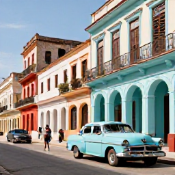 Caribbean Holidays, Cuba Honeymoon June, A couple exploring colourful colonial streets and classic American cars in Havana, Cuba, during a sunny June afternoon