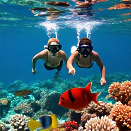 Caribbean Holidays, Cuba Honeymoon June, A couple snorkelling above a colourful coral reef in the clear turquoise water near Cuba, surrounded by tropical fish