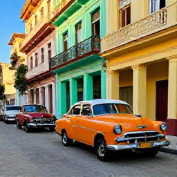 Caribbean Holidays, Cuba in April, Colourful classic American cars on a Havana street with colonial buildings and warm April sunshine