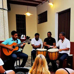 Caribbean Holidays, Cuba in April, Cuban musicians performing live in a small Havana venue, with guitars, percussion and a friendly audience in an atmospheric setting