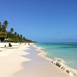 Caribbean Holidays, Cuba in August, Palm-fringed Cuban beach with clear turquoise water, soft sand and a few visitors enjoying a sunny August day