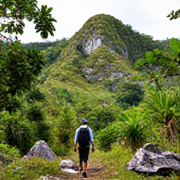 Caribbean Holidays, Cuba in February, A hiker walking through green forest and limestone hills in Vi&ntilde;ales, Cuba, under a bright February sky