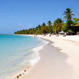 Caribbean Holidays, Cuba in February, A peaceful Cuban beach near Trinidad in February, with clear turquoise water, pale sand, palm trees and visitors relaxing in the sunshine