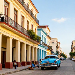 Caribbean Holidays, Cuba in February, Colourful streets of Havana with classic American cars, colonial buildings and local people in warm February sunshine