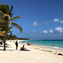 Caribbean Holidays, Cuba in February, Sunny Cuban coastline in February with turquoise water, white sand, palm trees and travellers relaxing near Varadero