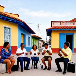 Caribbean Holidays, Cuba in February, Traditional Cuban musicians performing outdoors in Trinidad, surrounded by colourful colonial architecture and relaxed visitors